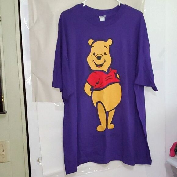 Winnie The Pooh Women's Shirt Plus Sized Brazos Purple 100% Cotton 4X - Picture 2 of 10